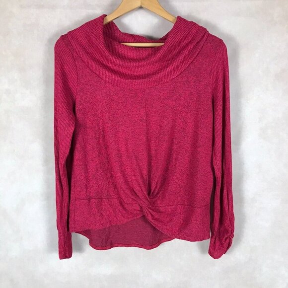BCX Twist Front Soft Red Cowl Neck Sweater Juniors NEW Size Large - Picture 1 of 8